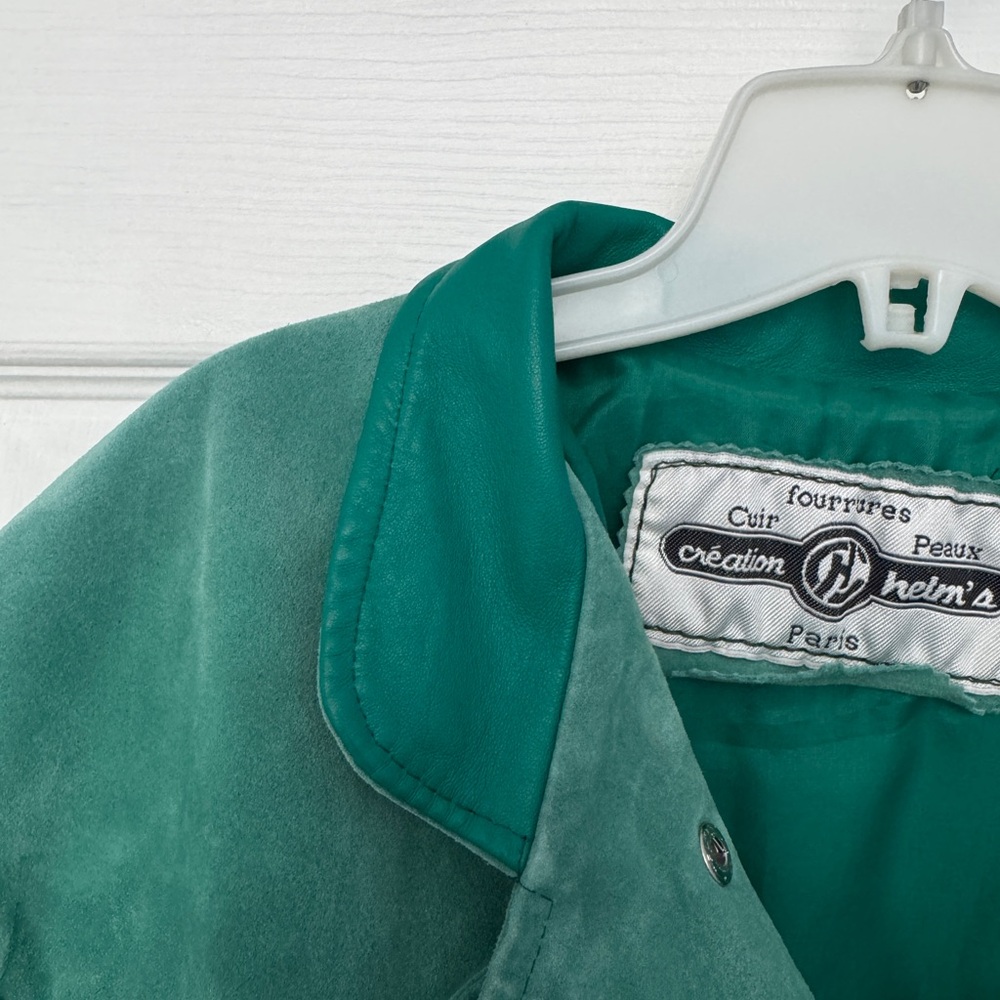 Vintage Suede Leather Cropped Bomber Jacket - Picture 7 of 11